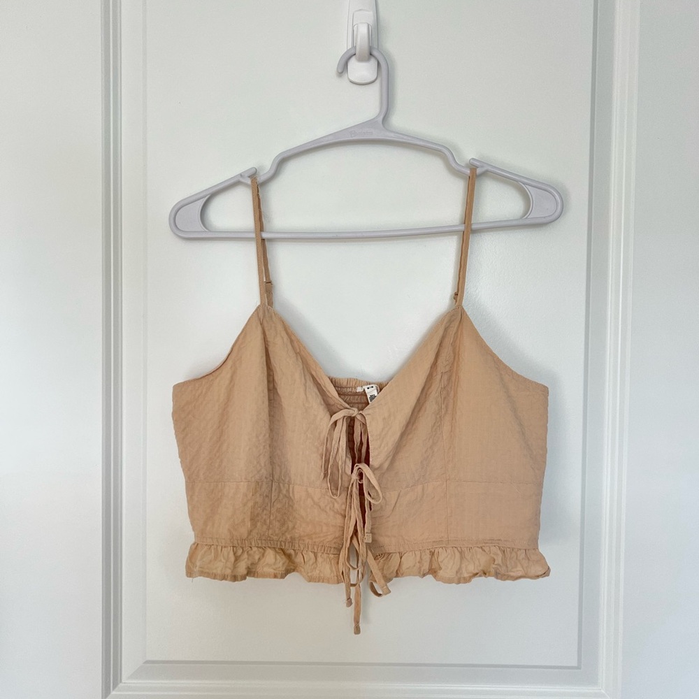 Aerie Textured Linen Crop Top